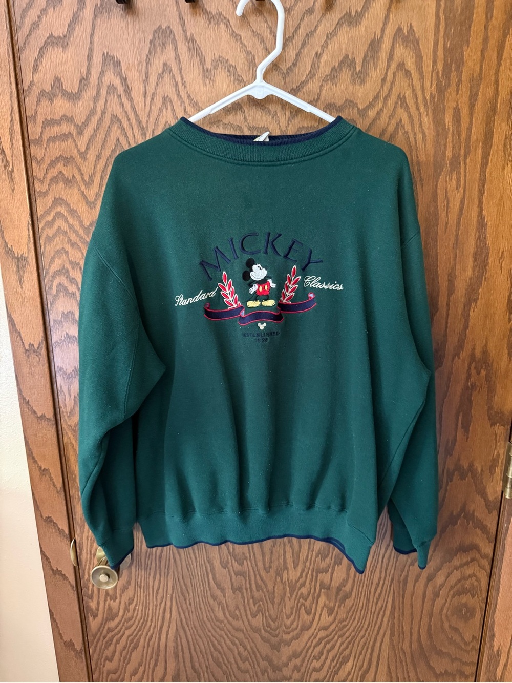 Classic Dark Green Mickey Embroidered Sweatshirt